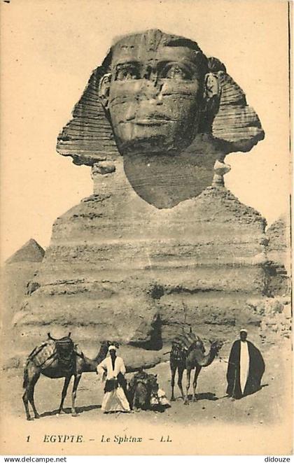 Egypte - Le Sphinx - Animée - Chameaux - CPA - Voir Scans Recto-Verso