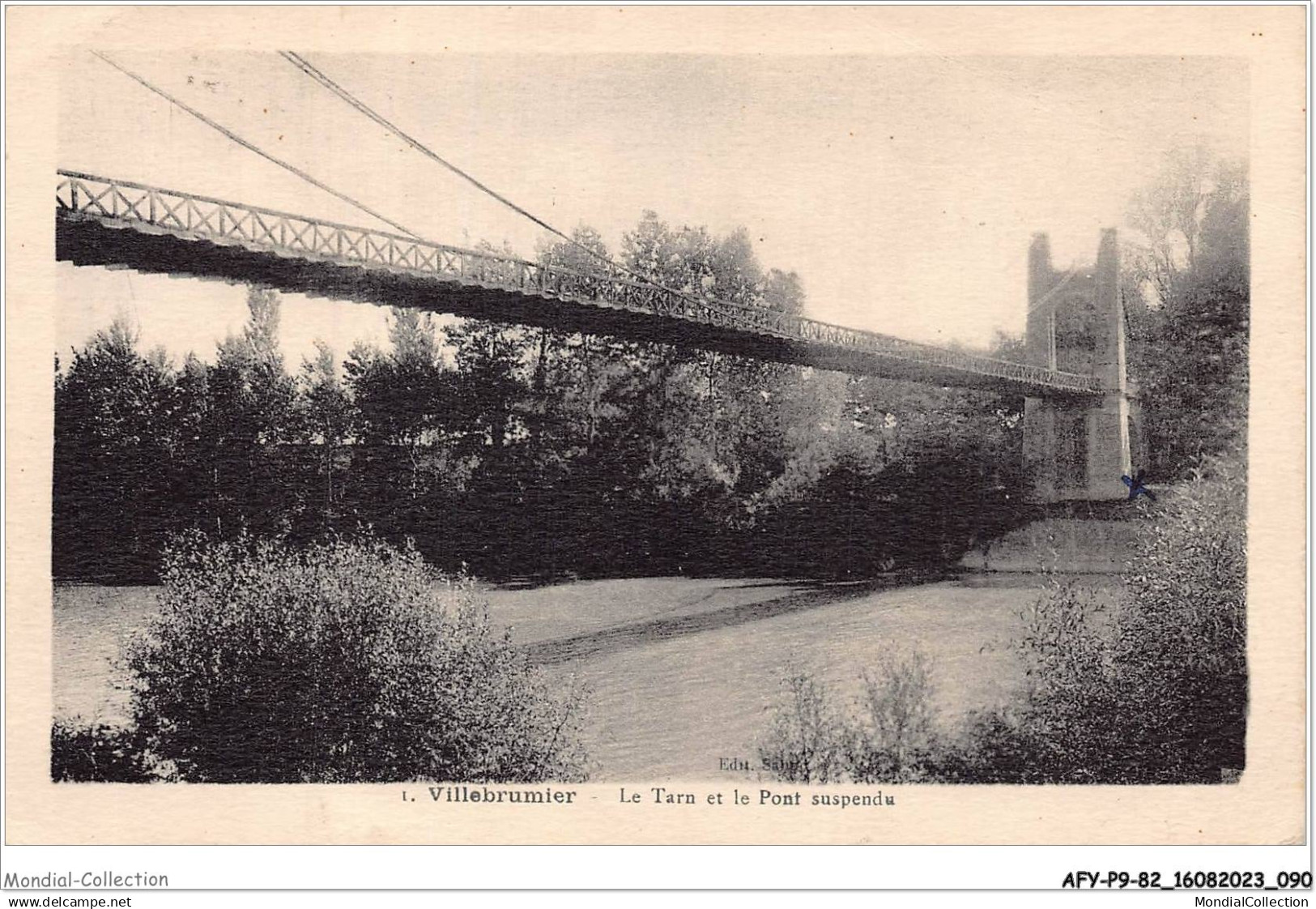 AFYP9-82-0857 - VILLEBRUMIER - le Tarn et le pont suspendu