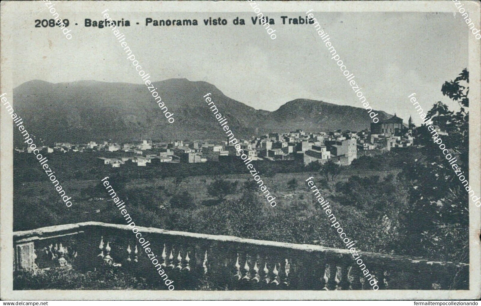 ai592 cartolina  bagheria panorama visto da villa trabia palermo