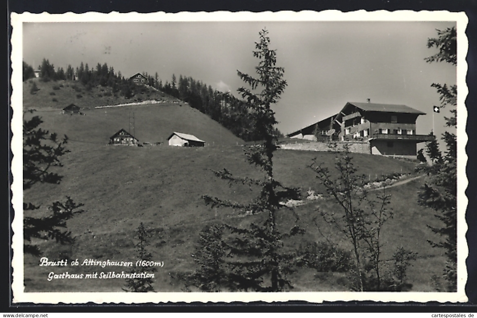 AK Attinghausen, Brusti ob Attinghausen, Gasthaus mit Seilbahnstation