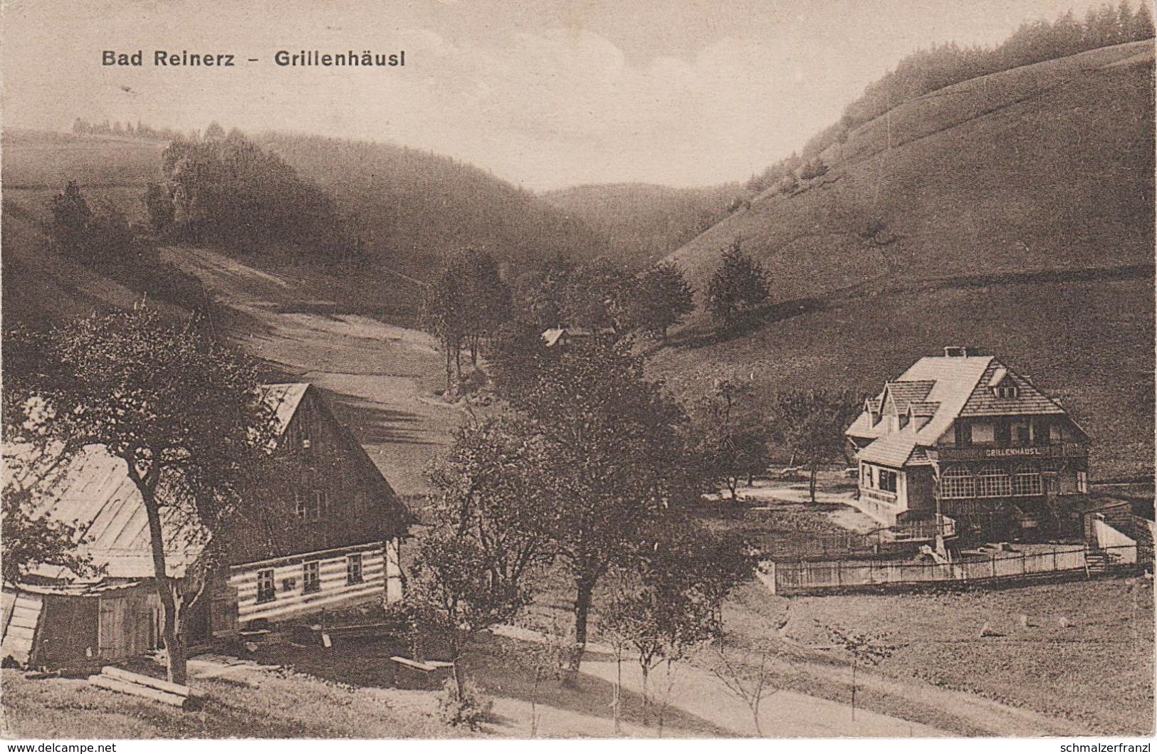 AK Bad Reinerz Duszniki Zdroj Grillenhäusl Kohlauer Tal Baude Mühle Gasthof a Kohlau Grenzendorf Hermsdorf Hartau Roms