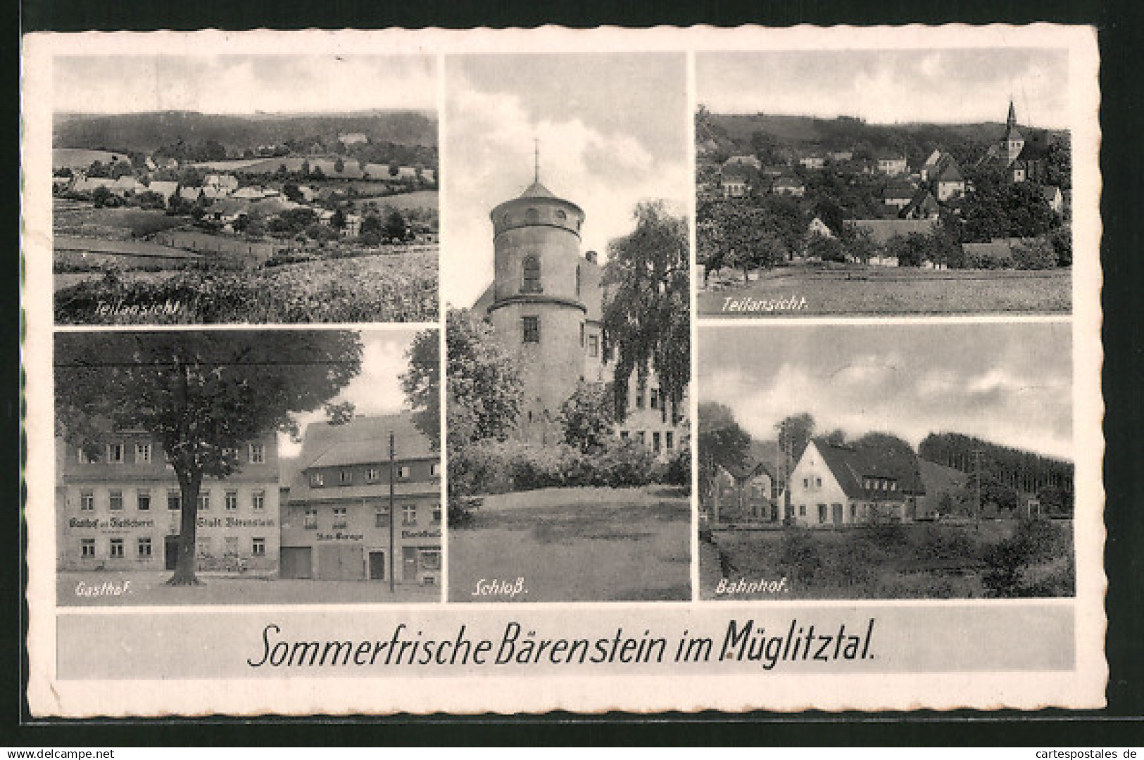 AK Bärenstein /Müglitztal, Gasthof Stadt Bärenstein, Bahnhof