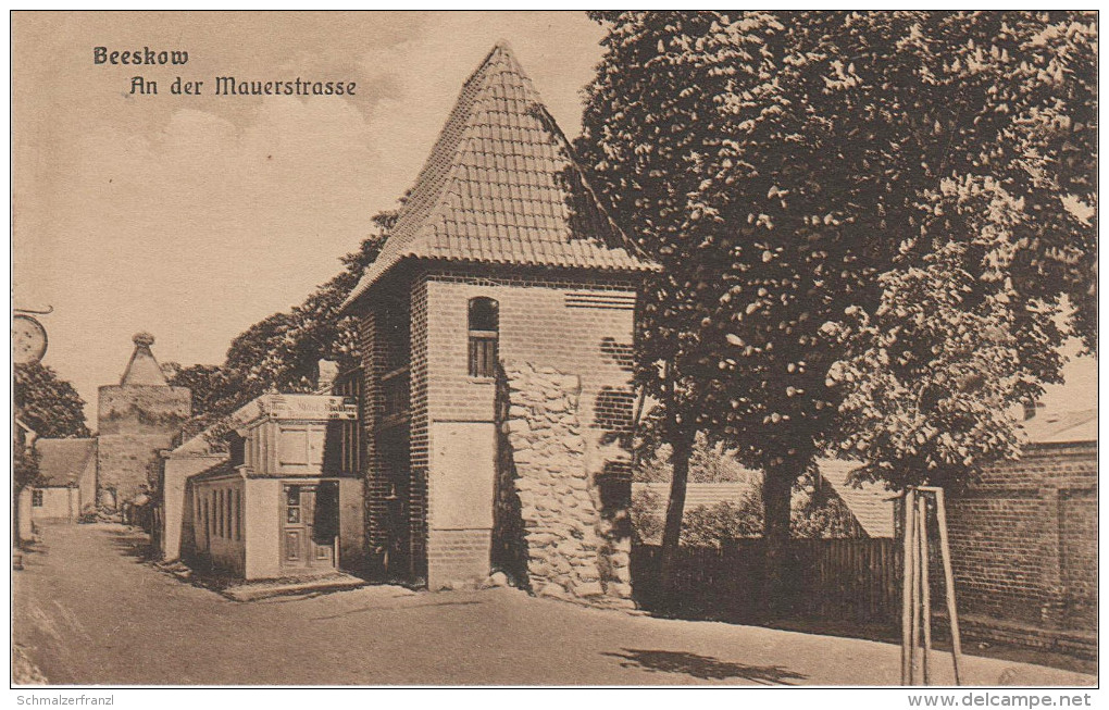 AK Beeskow An der Mauerstrasse Tischlerei Stadttor bei Friedland Tauche Mixdorf Ragow Frankfurt Oder Eisenhüttenstadt