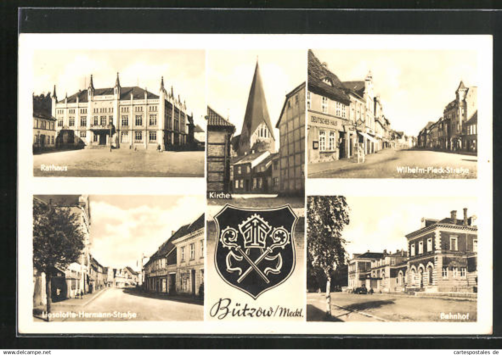 AK Bützow /Meckl., Wilhelm-Pieck-Strasse, Lieselotte-Hermann-Strasse, Bahnhof