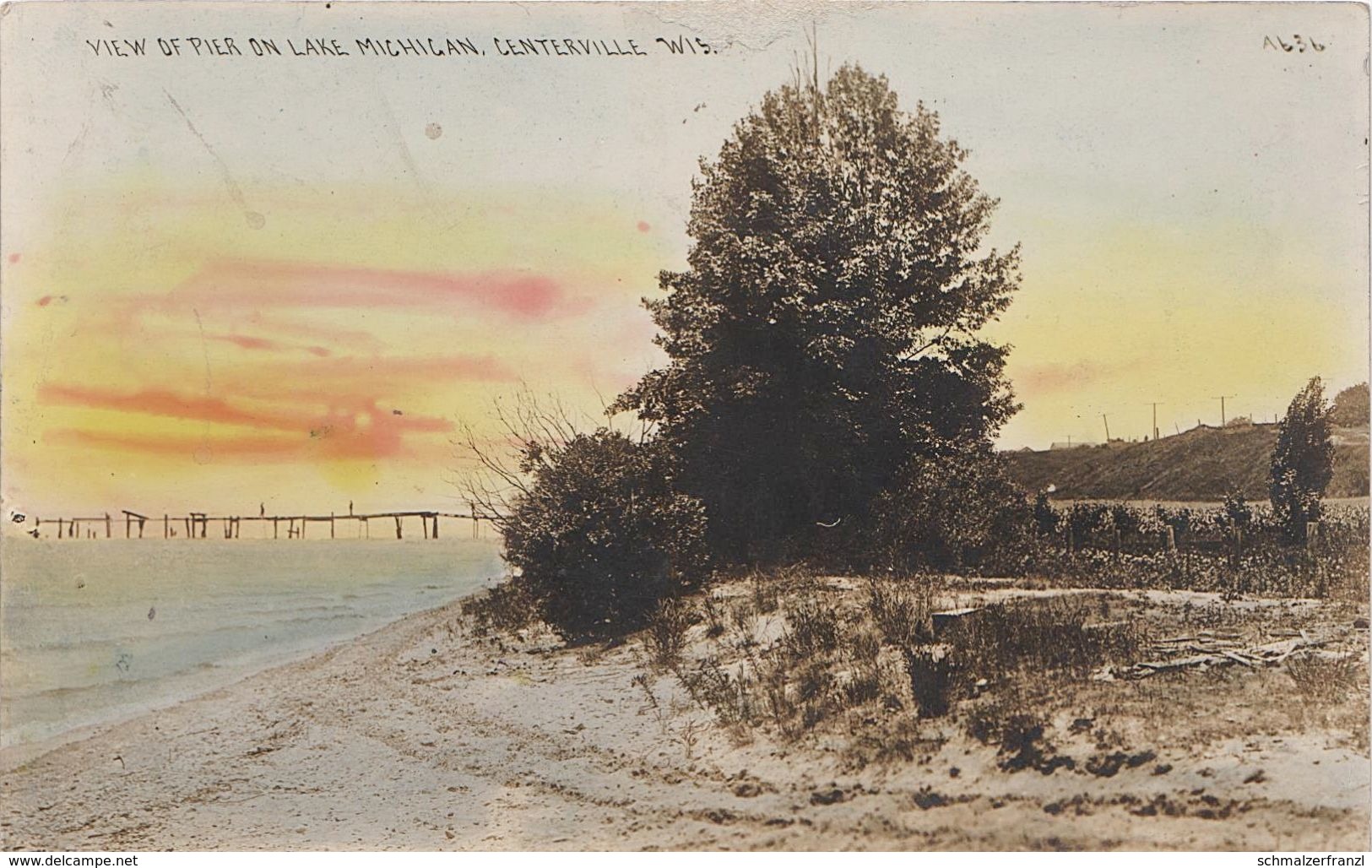 AK Centerville View of Pier on Lake Michigan Sunset a Cleveland Sheboygan Manitowoc Wisconsin WI United States USA