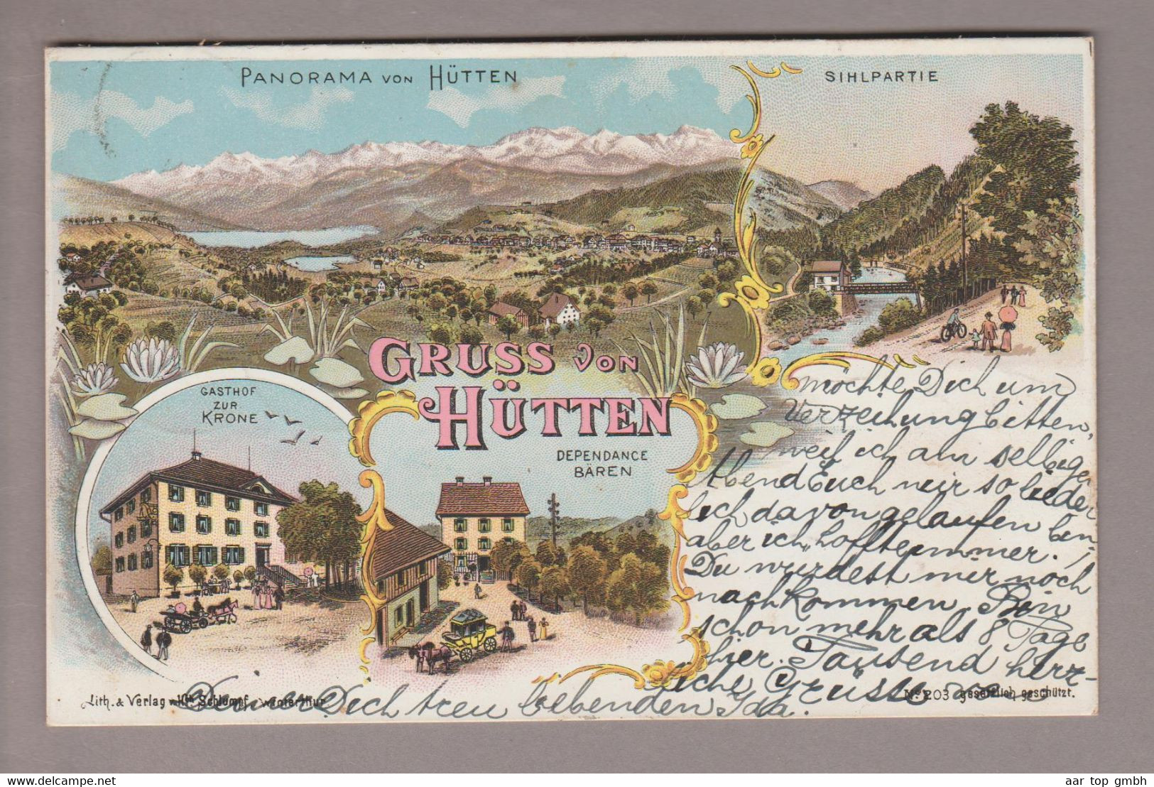 AK CH ZH Hütten 1902-06-22 Litho H.Schlumpf