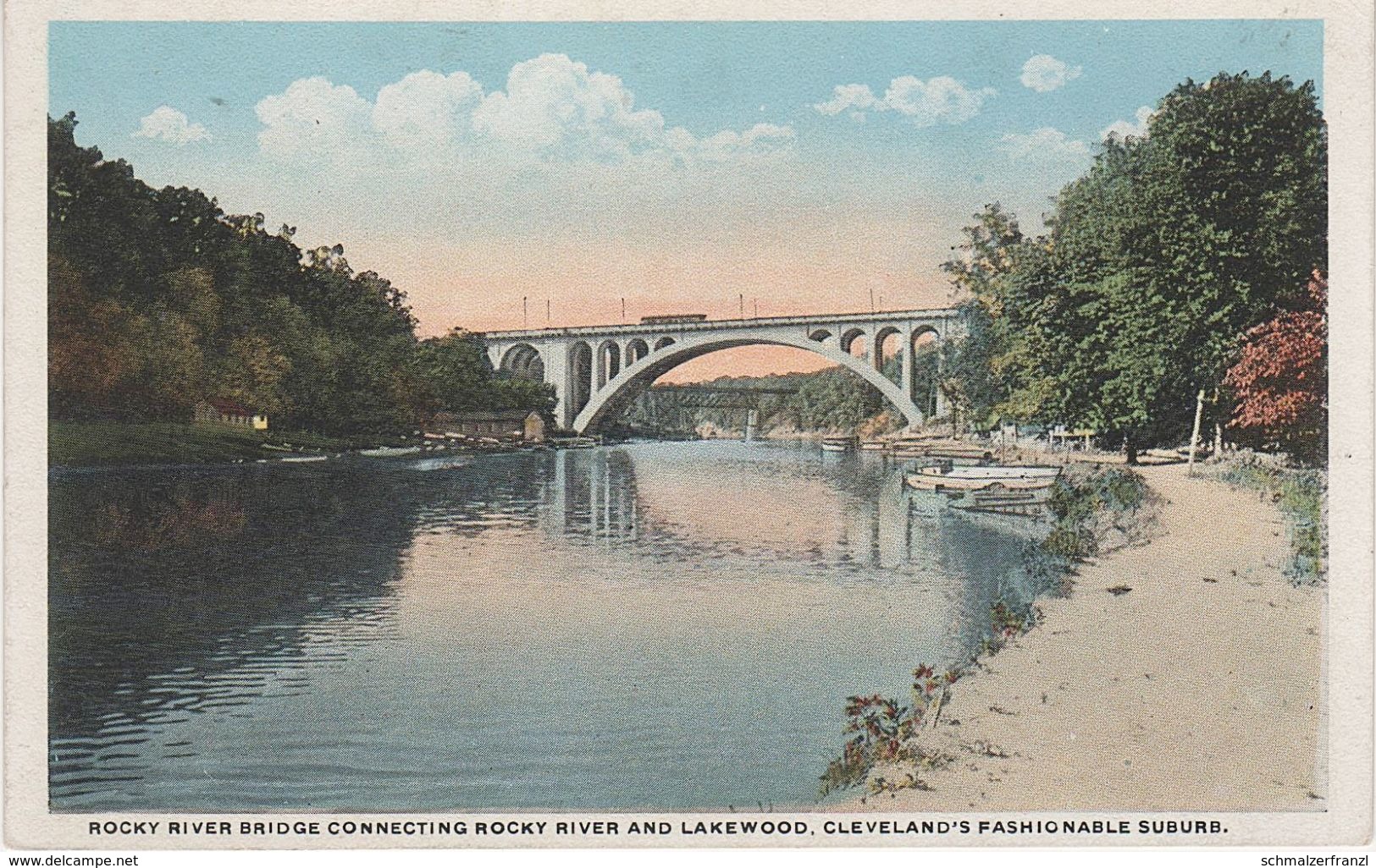 AK Cleveland Rocky River Bridge connecting Fashionable Suburb Rocky River and Lakewood Ohio OH United States USA