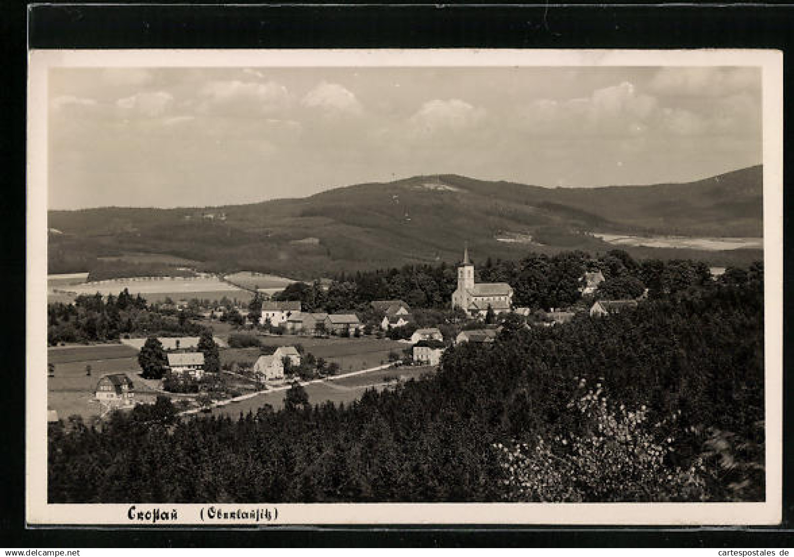 AK Crostau / Oberlausitz, Ortsansicht aus der Vogelschau