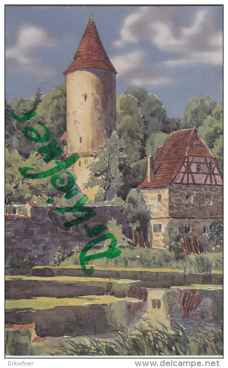 AK: Dinkelsbühl, Faulturm, Rothenburger Weiher, um 1915