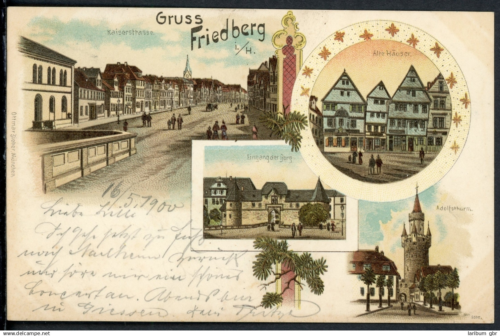 AK Friedberg Wetterau-Kreis Kaiserstrasse, Adolfsturm, Burg 1900 gebraucht #HU477