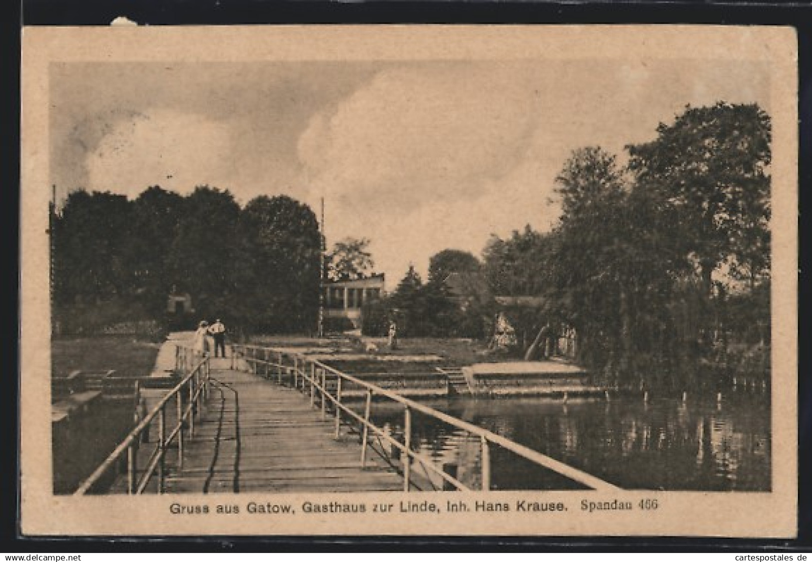 AK Gatow, Gasthaus zur Linde mit Wasserpartie