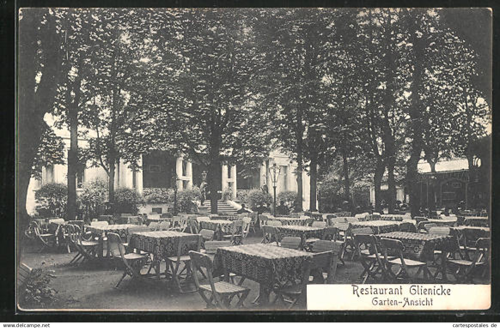 AK Glienicke, Restaurant Glienicke, Garten-Ansicht