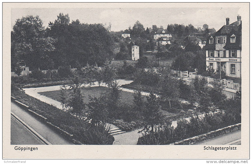 AK Göppingen Schlageterplatz Glaserei Schreinerei Müller bei Lorch Schwäbisch Gmünd Eislingen Uhingen Süssen Donzdorf