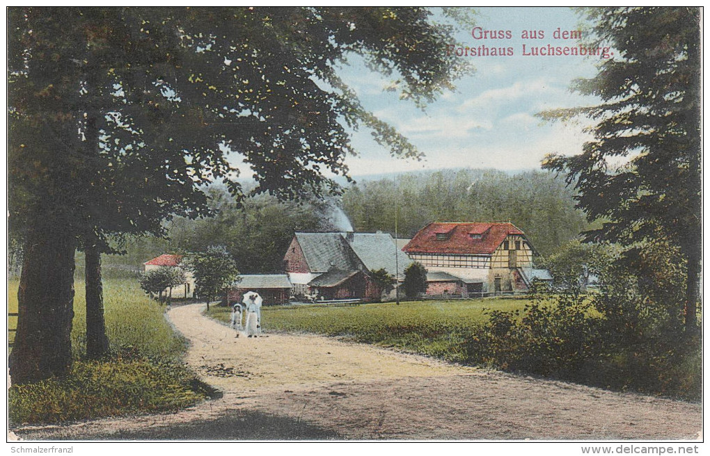 AK Gruss Forsthaus Gasthof Luchsenburg bei Ohorn Steina Kindisch Bretnig Rammenau Burkau Röderbrunn Röderhäuser Pulsnitz