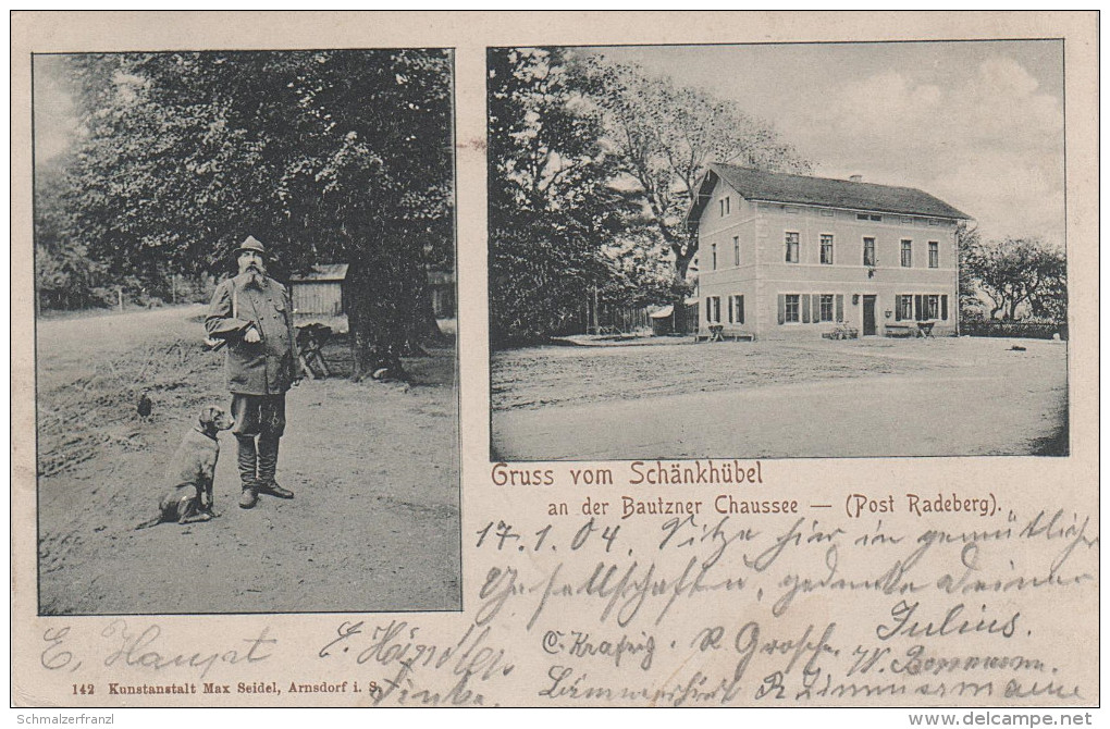 AK Gruss Schänkhübel Gasthof Rossendorf Bautzener Strasse bei Dresden Radeberg Wilschdorf Grosserkmannsdorf Stempel