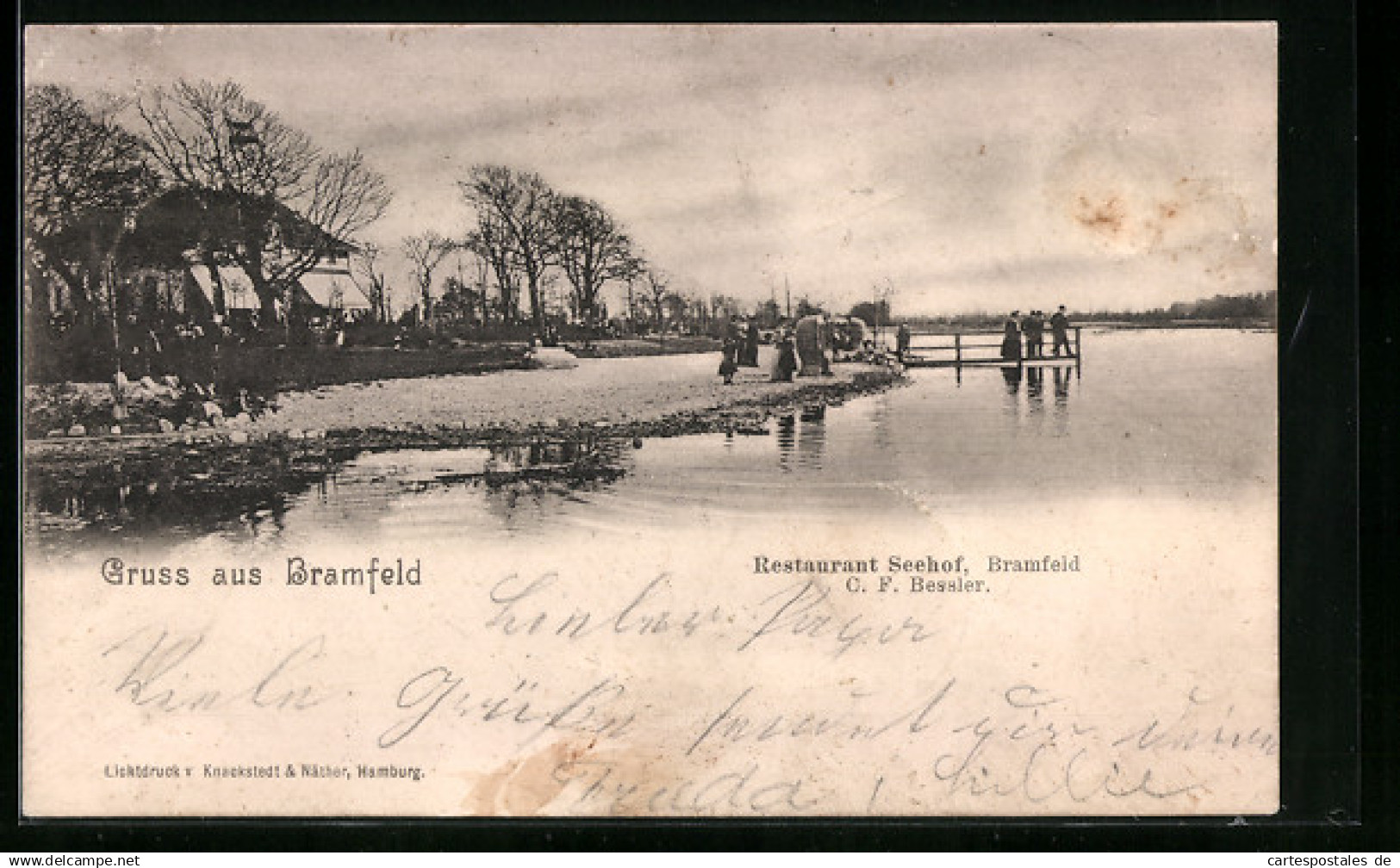 AK Hamburg-Bramfeld, Besucher im Restaurant Seehof, C. F. Bessler