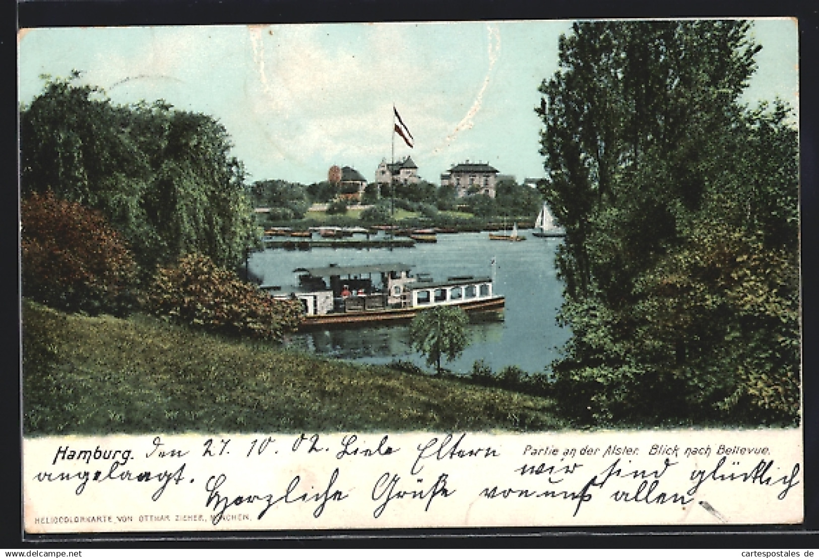 AK Hamburg-Winterhude, Alster mit Blick nach Bellevue