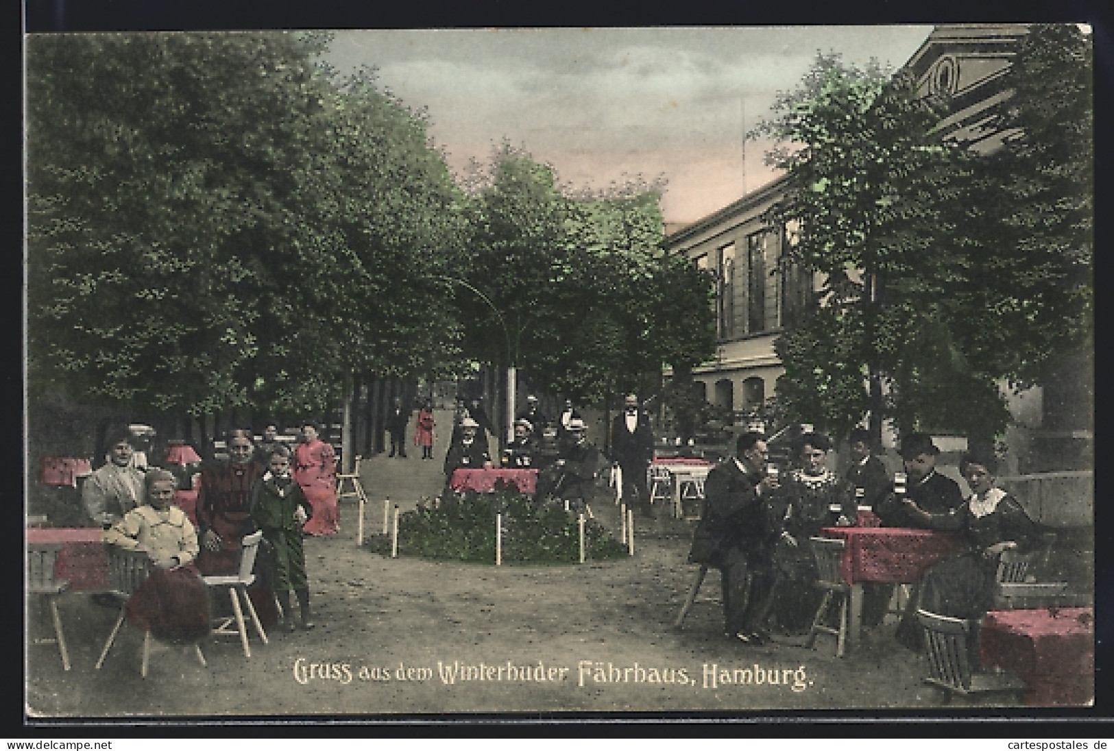 AK Hamburg-Winterhude, Terrasse des Gasthauses Fährhaus