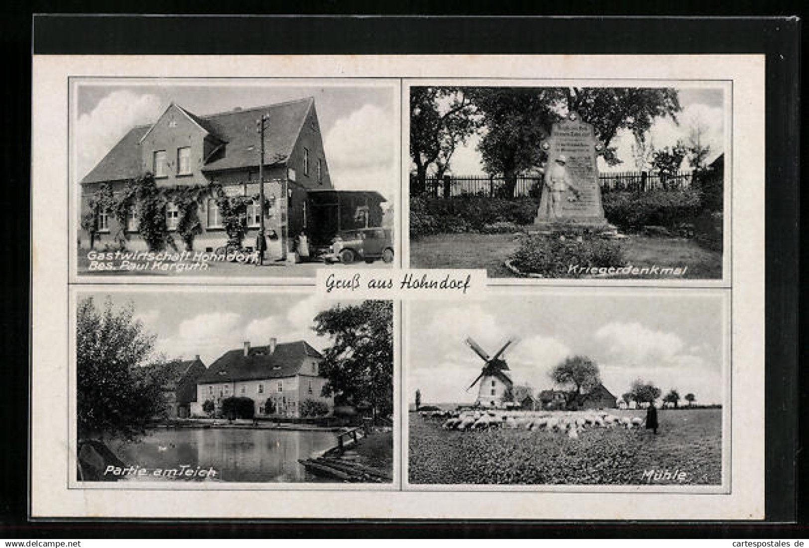 AK Hohndorf, Windmühle, Teichpartie, Gasthaus Hohndorf Paul Karguth