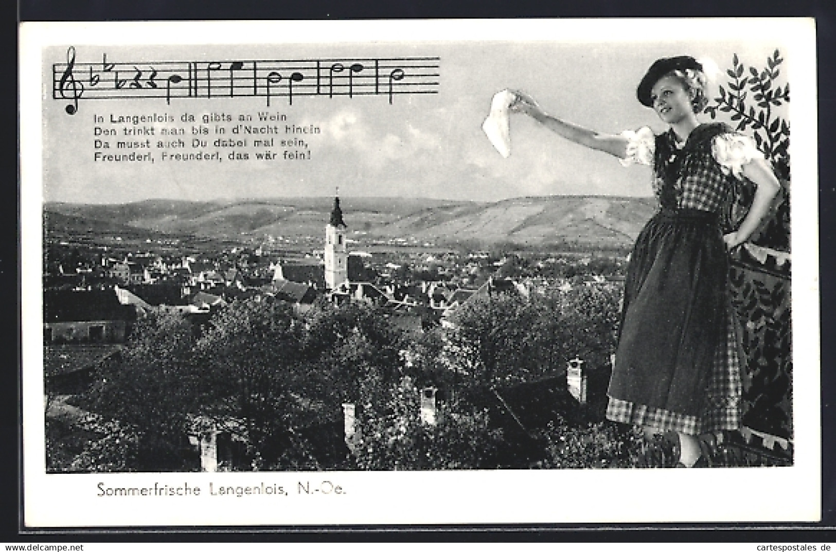 AK Langenlois, Panorama mit Kirche