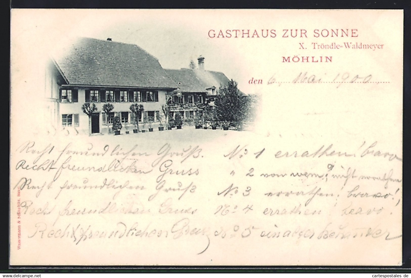 AK Möhlin, Gasthaus zur Sonne von Tröndle-Waldmeyer