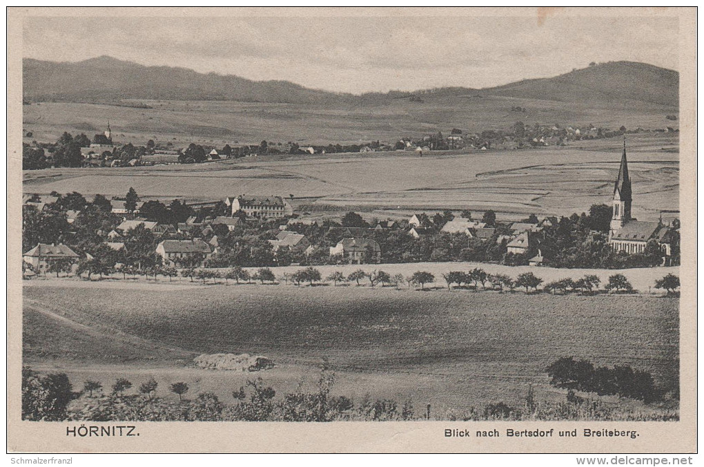 AK Ortsansicht Hörnitz Blick nach Bertsdorf mit Breiteberg bei Zittau Hainewalde Oderwitz Olbersdorf Jonsdorf