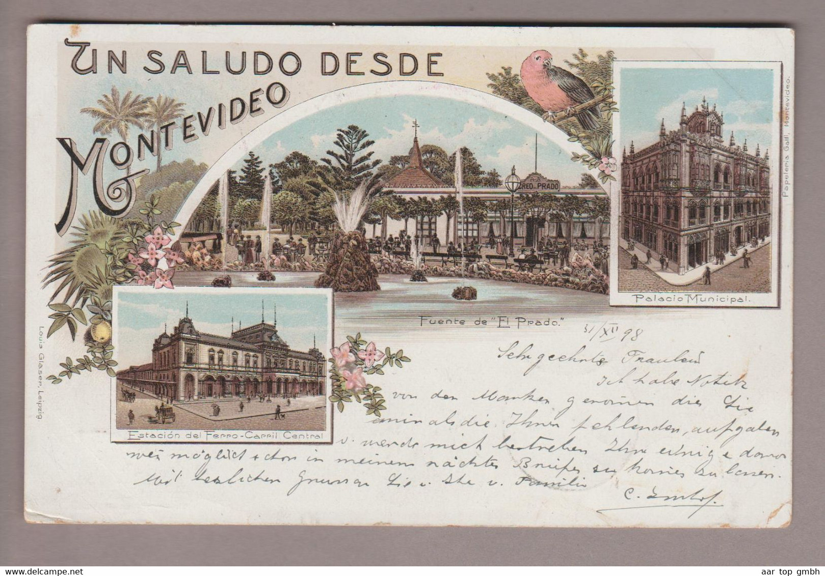 AK Südam. Uruguay Montevideo 1898-12-31 Litho Louis Glaser Leipzig nach CH Ennenda