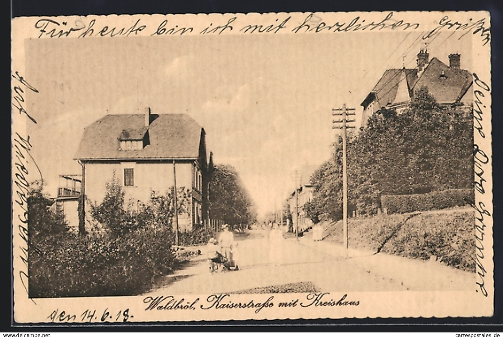 AK Waldbröl, Kaiserstrasse mit Kreishaus