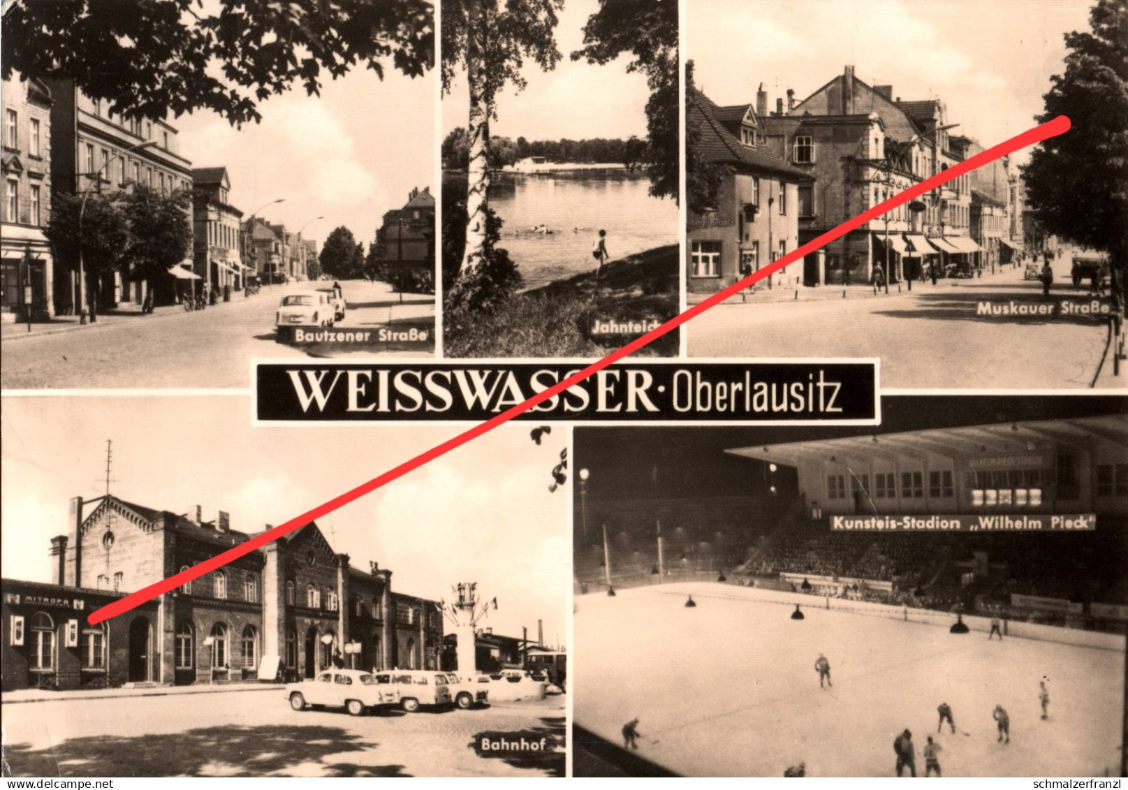 AK Weißwasser Oberlausitz Bautzener Muskauer Straße Jahnteich Bahnhof Kunsteisstadion a Gablenz Bad Muskau Cottbus DDR