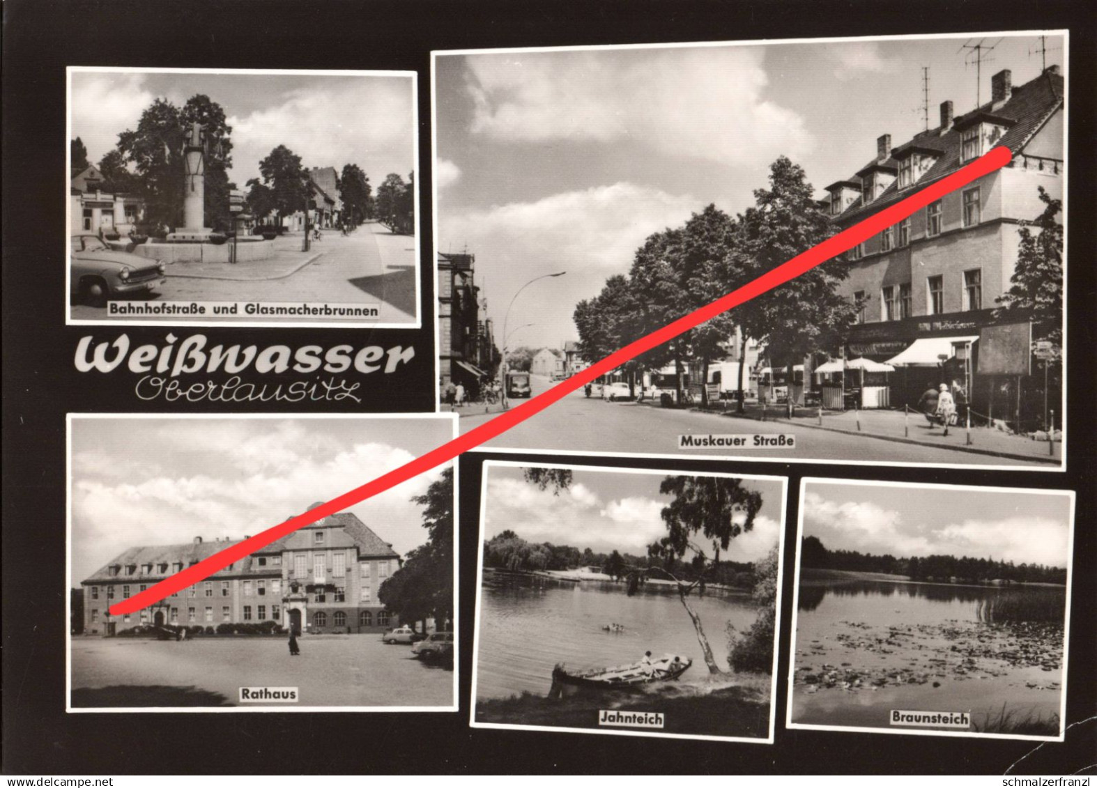 AK Weißwasser Oberlausitz Muskauer Straße Jahnteich Braunsteich Bahnhofstraße Rathaus a Gablenz Bad Muskau Cottbus DDR