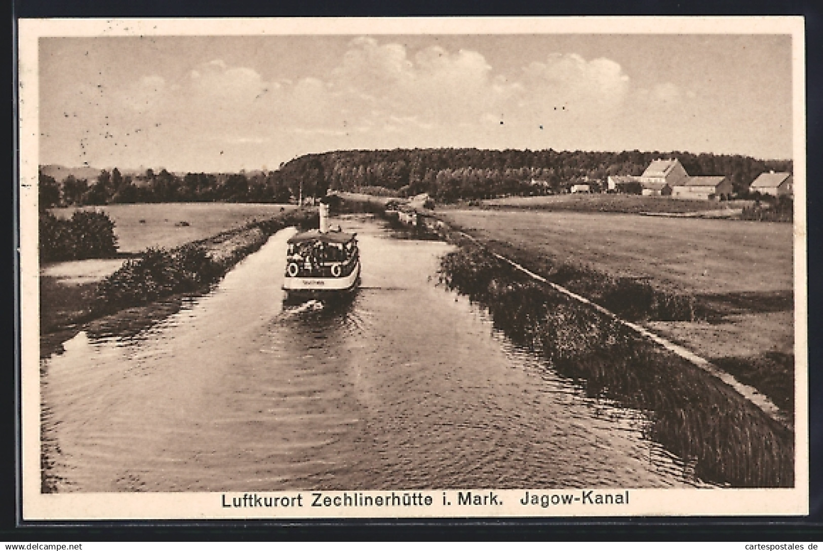 AK Zechlinerhütte i. Mark, Dampfer Neustrelitz auf dem Jagow-Kanal