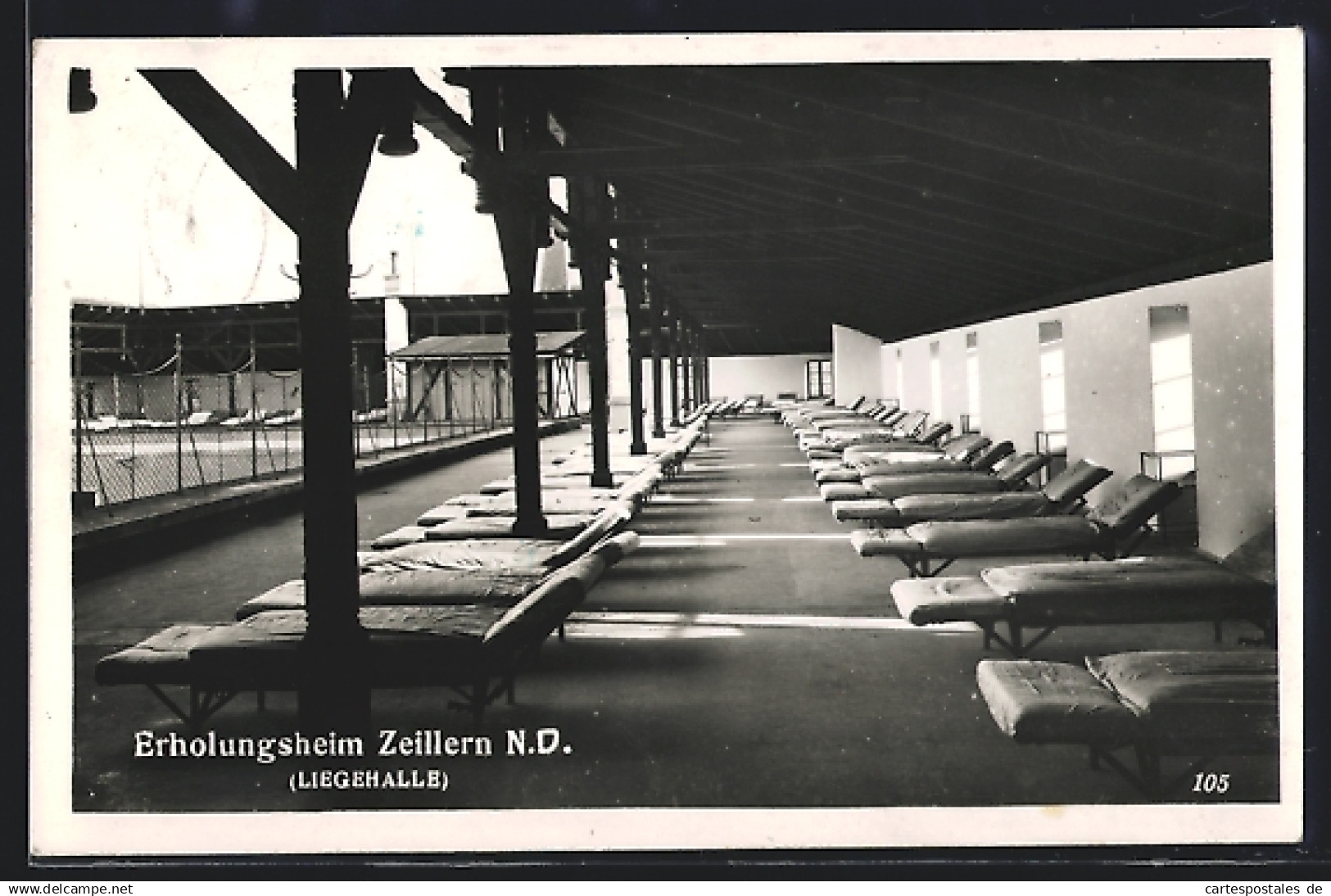 AK Zeillern, Erhohlungsheim Zeillern, Liegehalle, Betten