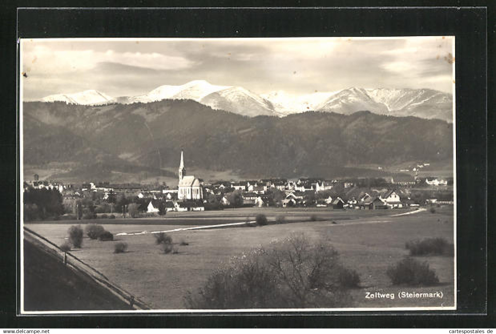 AK Zeltweg, Ortsansicht aus der Ferne