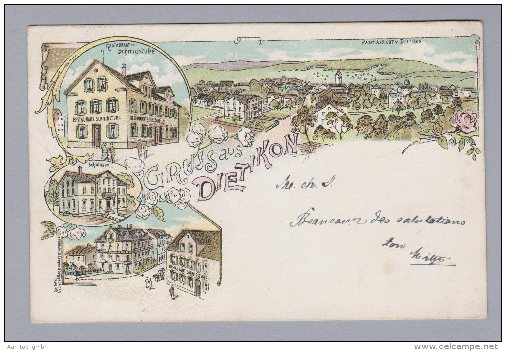 AK ZH DIETIKON 1901-06-06 Dietikon Litho L Guggenheim