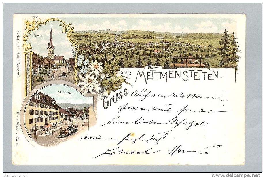 AK ZH Mettmenstetten 1898-12-07 Litho Kissel & # 1889