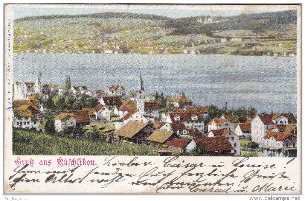 AK ZH RÜSCHLIKON 1900-07-03 Kilchberg Litho Künzli (Leichter Riss oben)