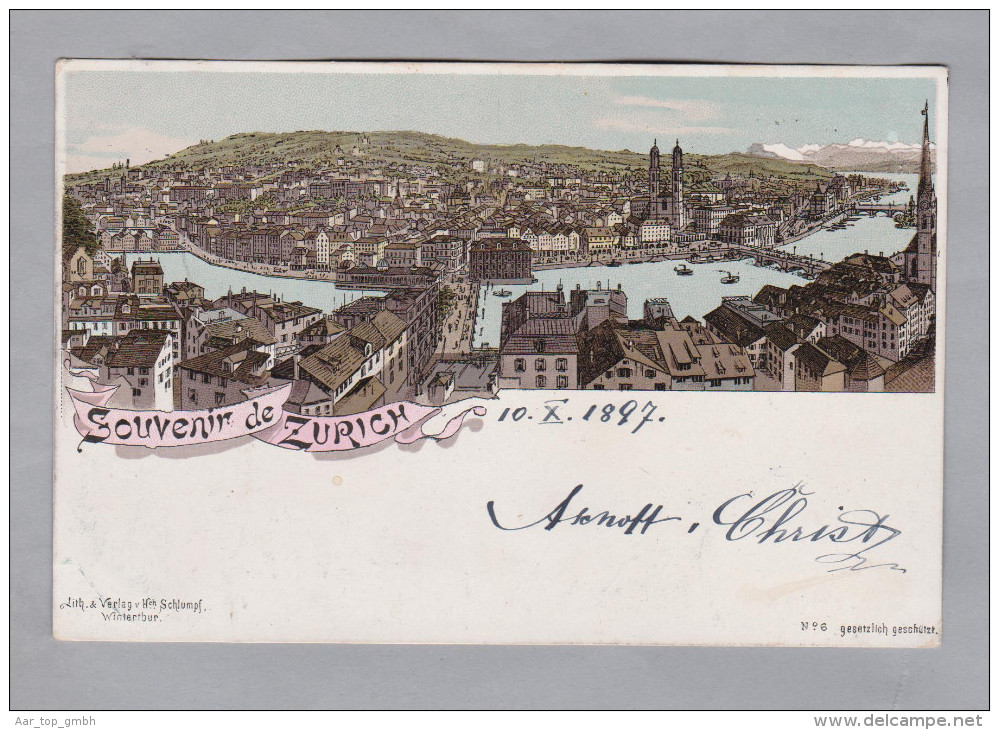 AK ZHs Zürich 1897-10-10 Litho H.Schlumpf # 6