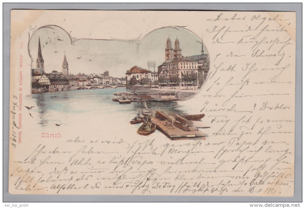 AK ZHs Zürich 1898-08-02 Zürich Litho Phototypie Neuchatel