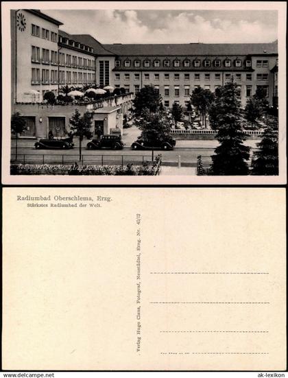 Ansichtskarte Oberschlema-Bad Schlema Kurhaus, Autos 1932