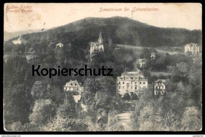 ALTE POSTKARTE BADEN-BADEN STOURDZA-KAPELLE & SANATORIUM DR. SCHAMBACHER chapel chapelle cpa postcard AK Ansichtskarte