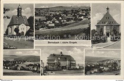 72126974 Bernsbach Panorama Kirche Rathaus Schule Bernsbach