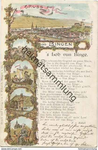 Gruss aus Bingen - s Lob vun Binge - Verlag V. Pekarek Bingen gel. 1903