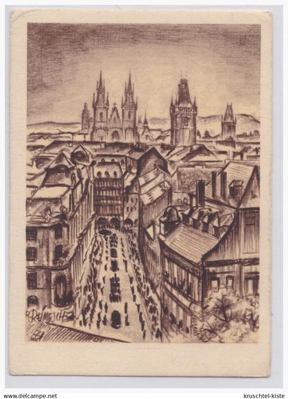 DT-Reich (001701) WK II Böhmen und Mähren, Postkarte , Prag, Blick über die Altstadt gegen Osten, Deutschtum im Ausland