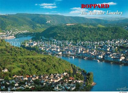 73168274 Boppard Rhein Fliegeraufnahme Tal der Loreley Boppard