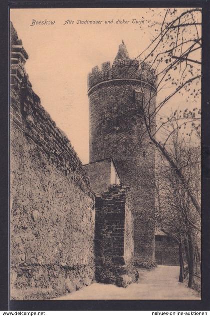 Ansichtskarte Beeskow Stadtmauer Dicker Turm Brandenburg Verlag v.F.Kühn Beeskow