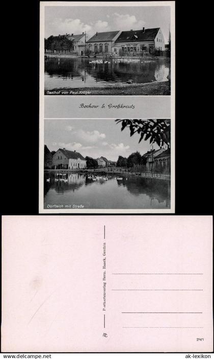 Ansichtskarte Bochow-Groß Kreutz (Havel) 2 Bild Krüges Gasthof, Straße 1930