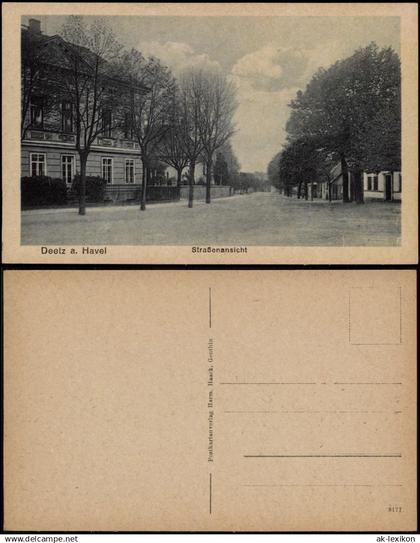 Deetz (Havel)-Groß Kreutz (Havel) Straße Häuser Zeile in einer Allee 1910