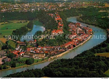 72756126 Burghausen Salzach Fliegeraufnahme Flusspartie Burghausen