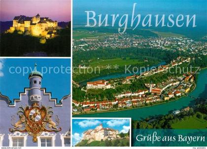 73233932 Burghausen Oberbayern Fliegeraufnahme Rathaus Schloss Burghausen Oberba