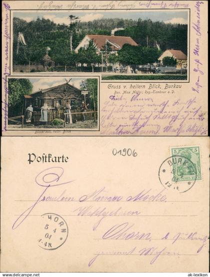 Ansichtskarte Burkau (Oberlausitz) Porchow Gasthaus v. heiterem Blick 1901